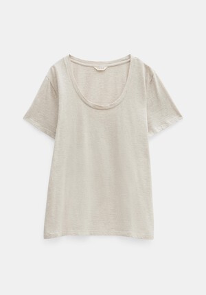 Hari Scoop Neck Cotton Slub T-Shirt