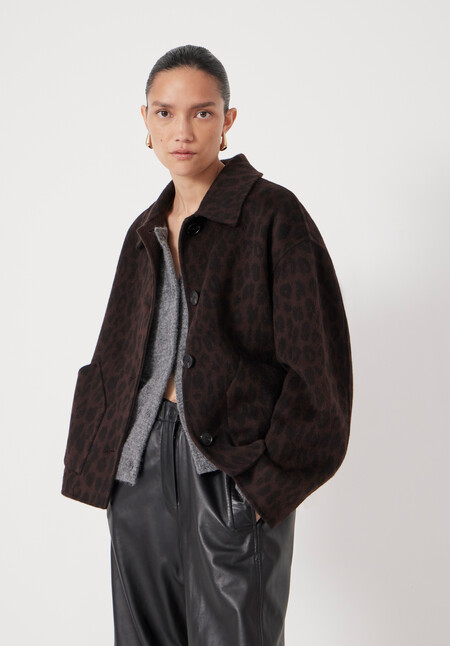 Pure Wool Leopard Double Faced Jacket
