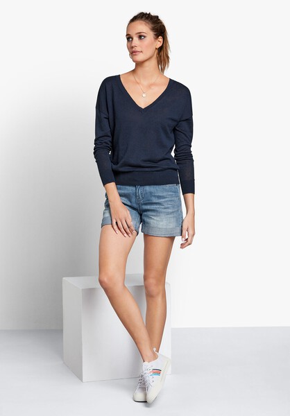 Linen-Blend V-Neck Jumper
