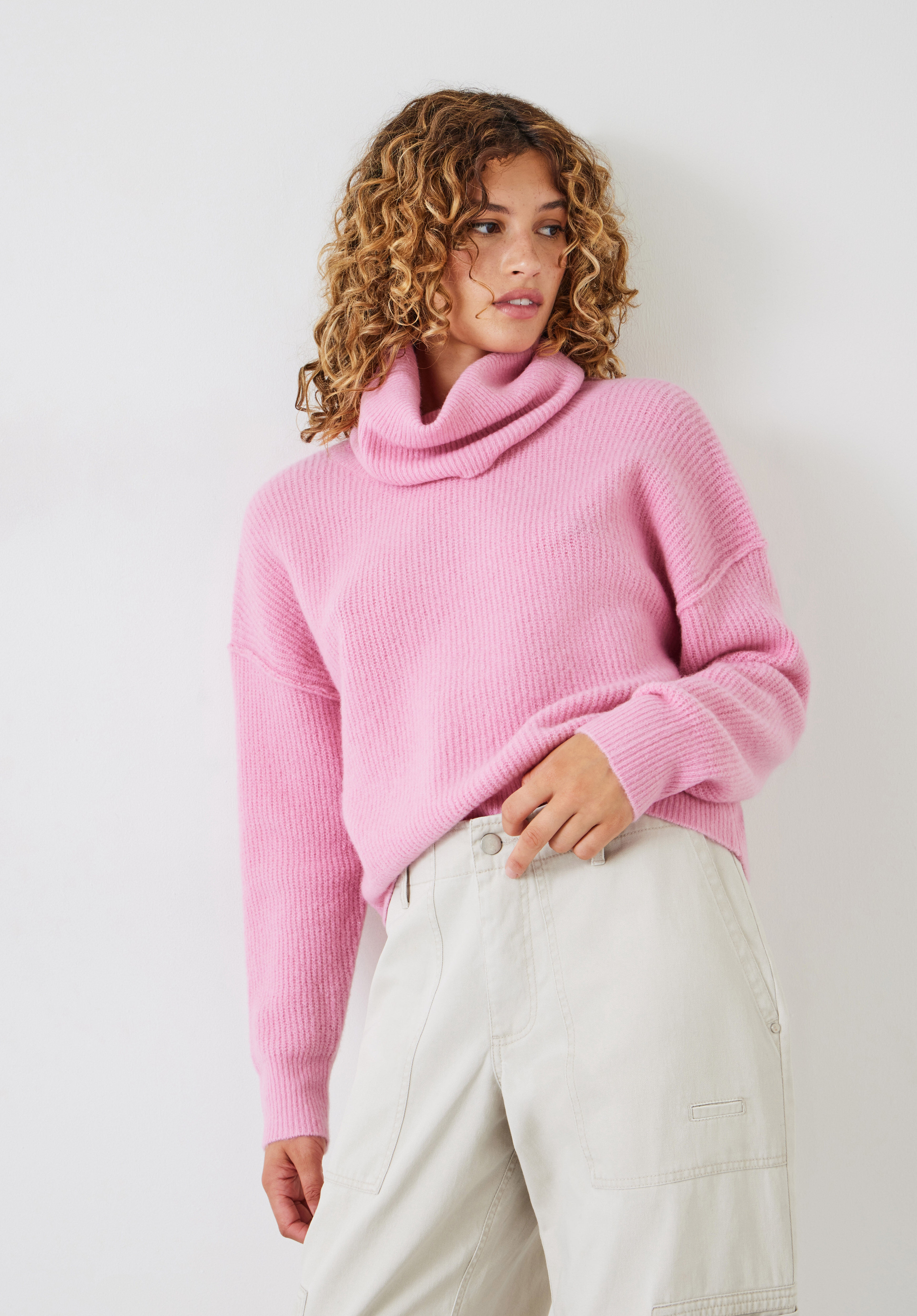 Meryll Ribbed Cropped Jumper Dusty Pink hush