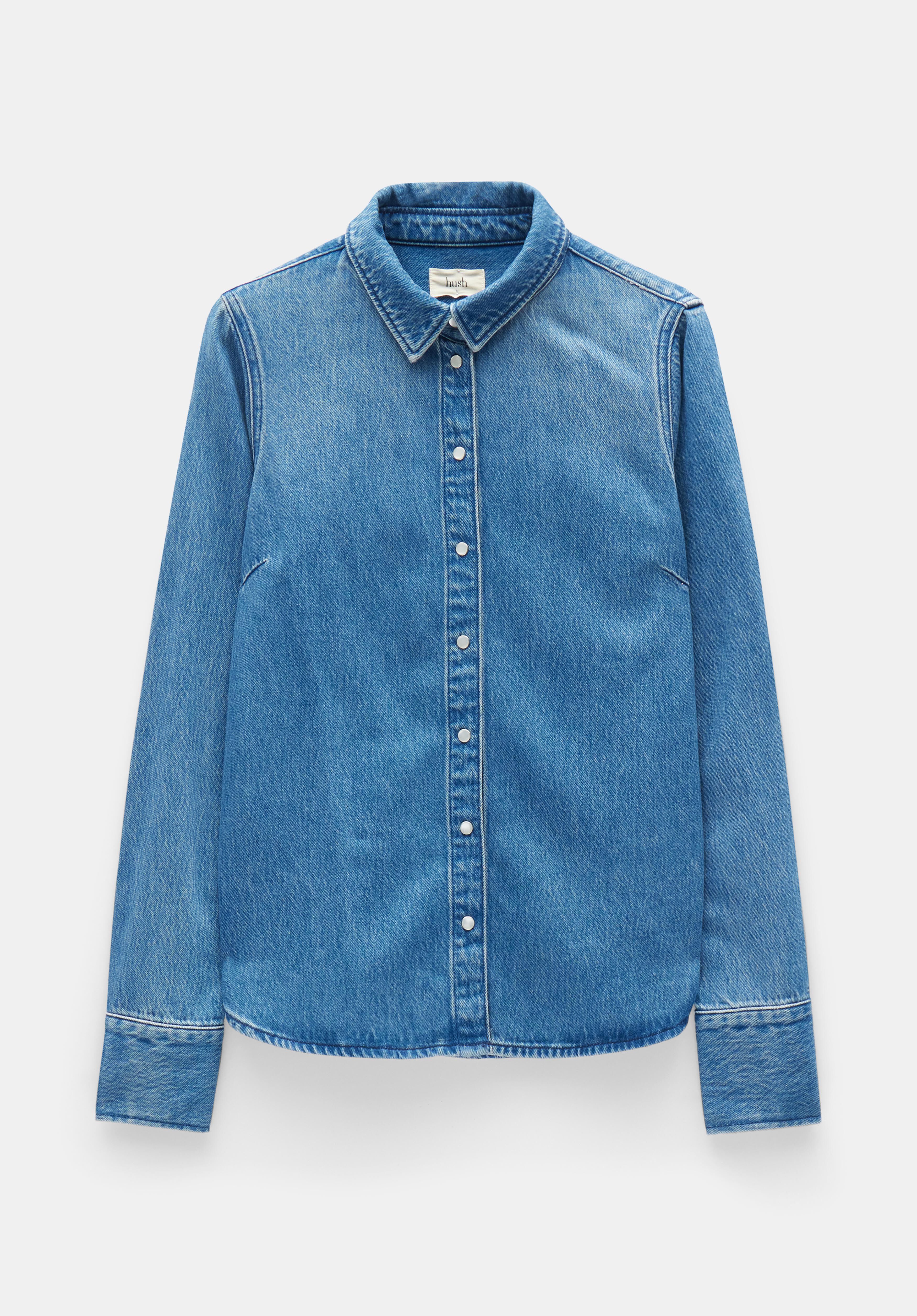 Fitted denim shirt womens top
