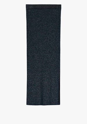 Metallic Ribbed Midi Skirt