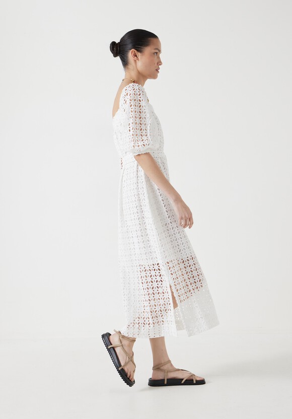 Broderie Off Shoulder Midi Dress