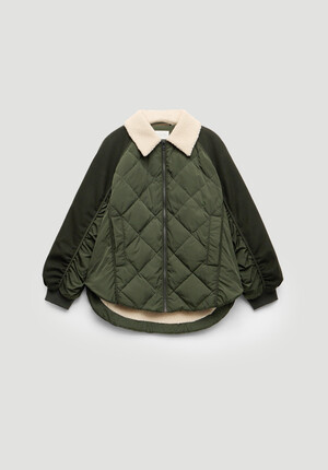 Teddy Collar Quilt Mix Jacket