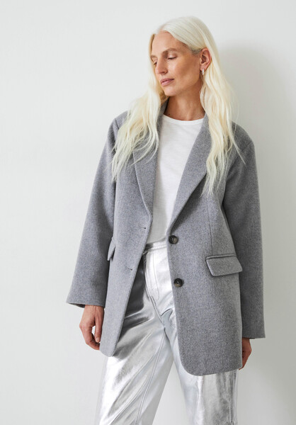 Wool Blend Blazer Coat