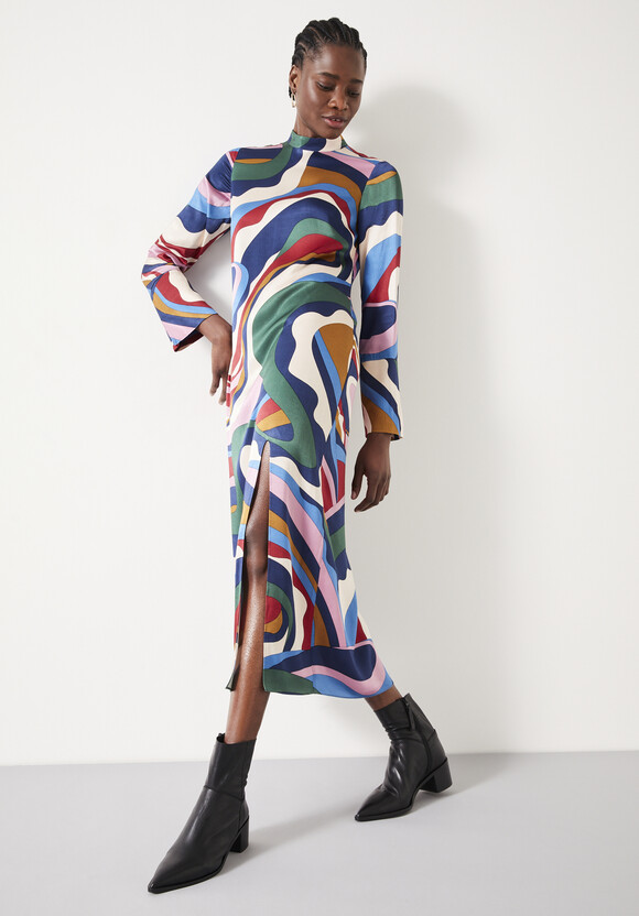 Rita Split Maxi Dress, Technicolour Swirl