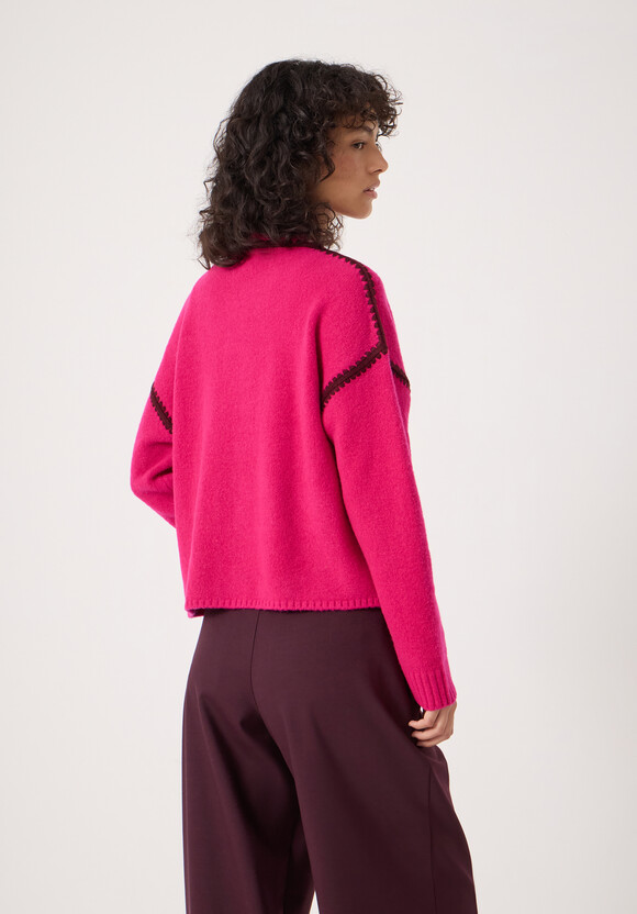 Wool Blend Whipstitch Trim Shirt Jacket