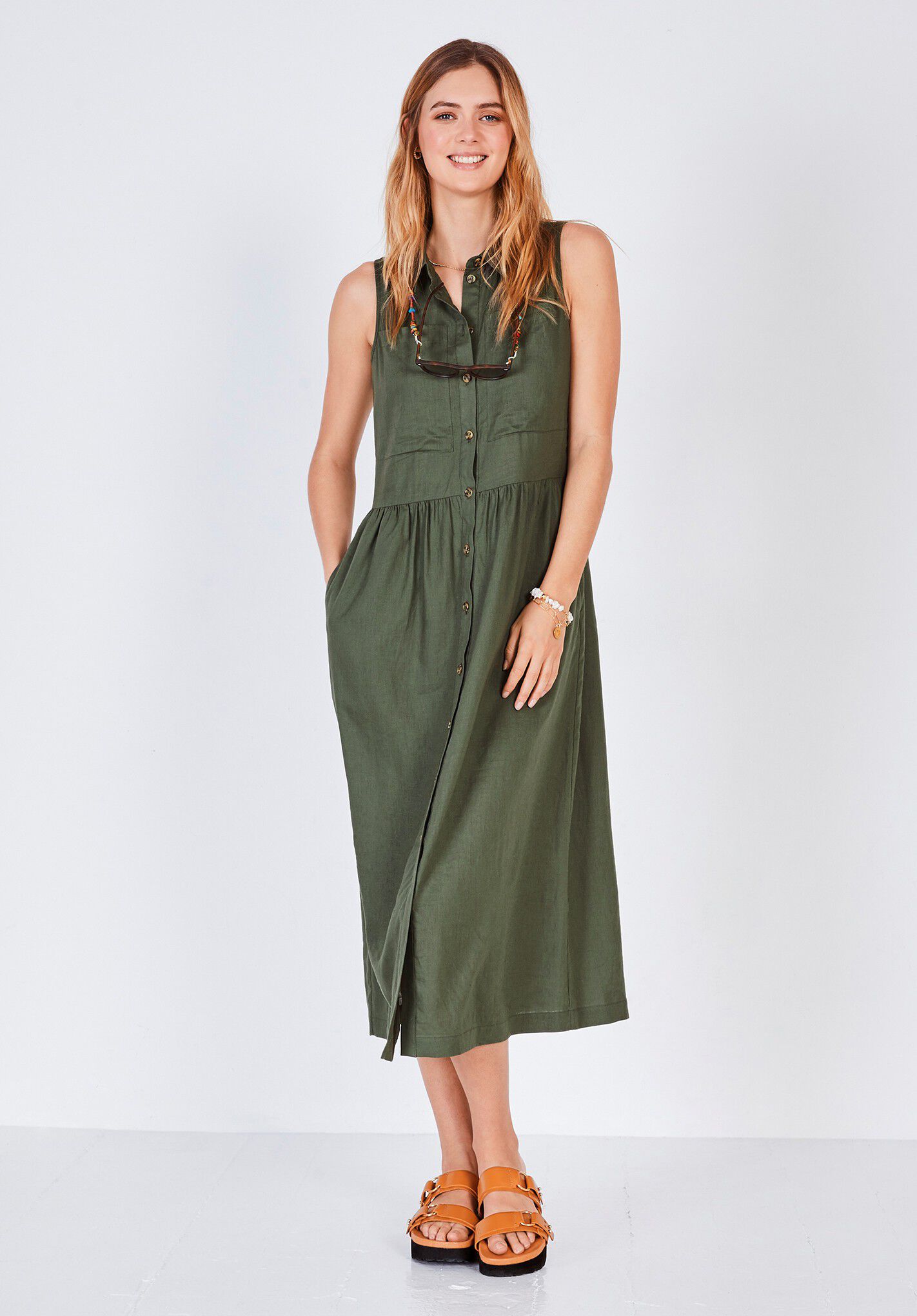 Sleeveless shirt dress uk clearance