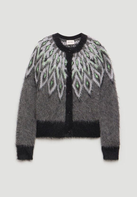 Brushed Fairisle Cardigan with Mohair