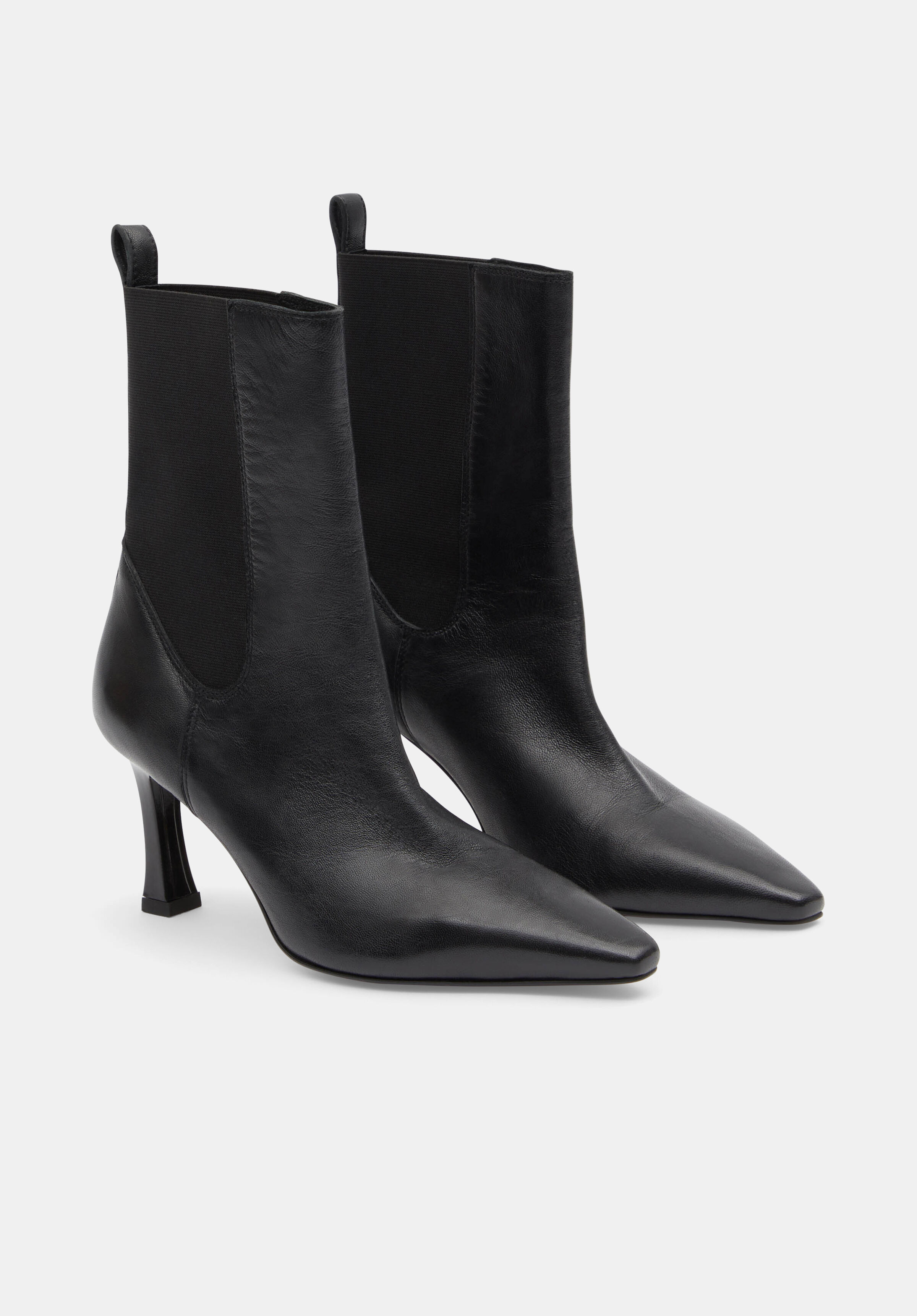 Black leather ankle sale boots stiletto heel