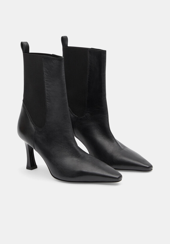 Leather Chelsea Stiletto Boots | Black | hush