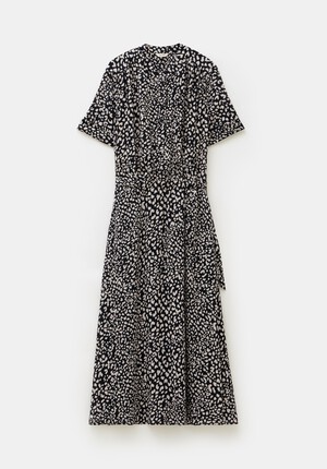 Printed Short Sleeve Midi Shirt Dress