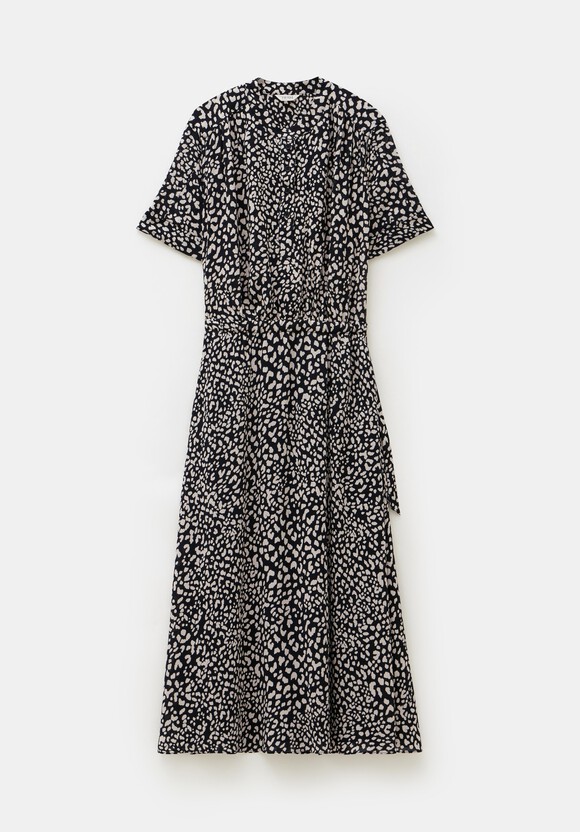 Printed Short Sleeve Midi Shirt Dress