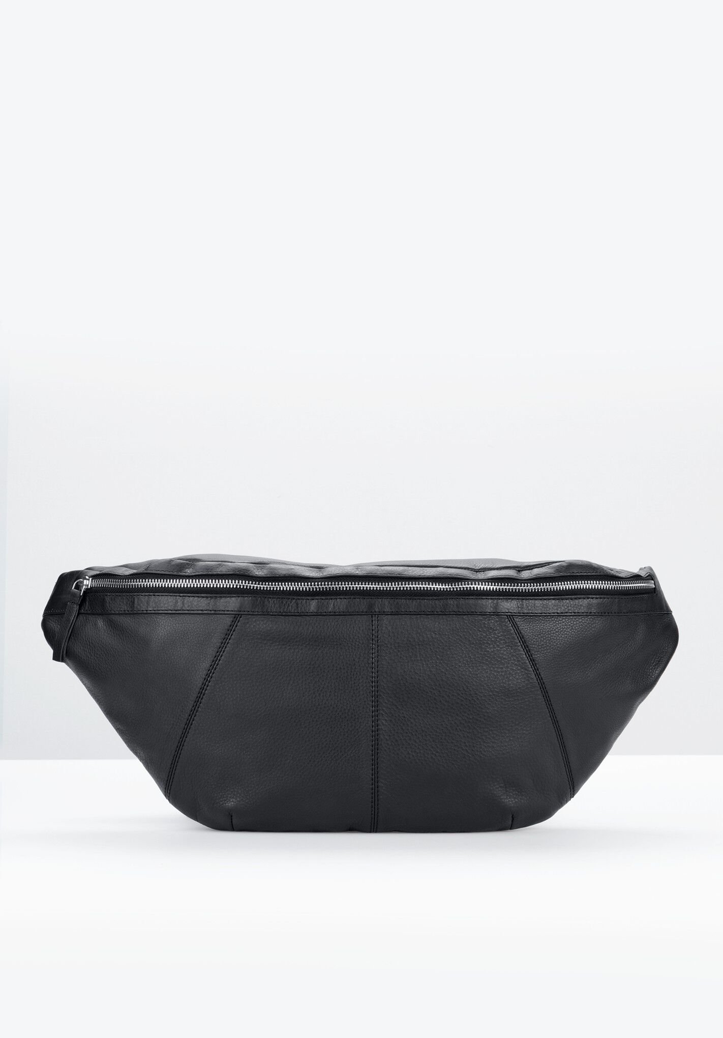 Peita Leather Bum Bag Black Oversized Bum Bag Black hush