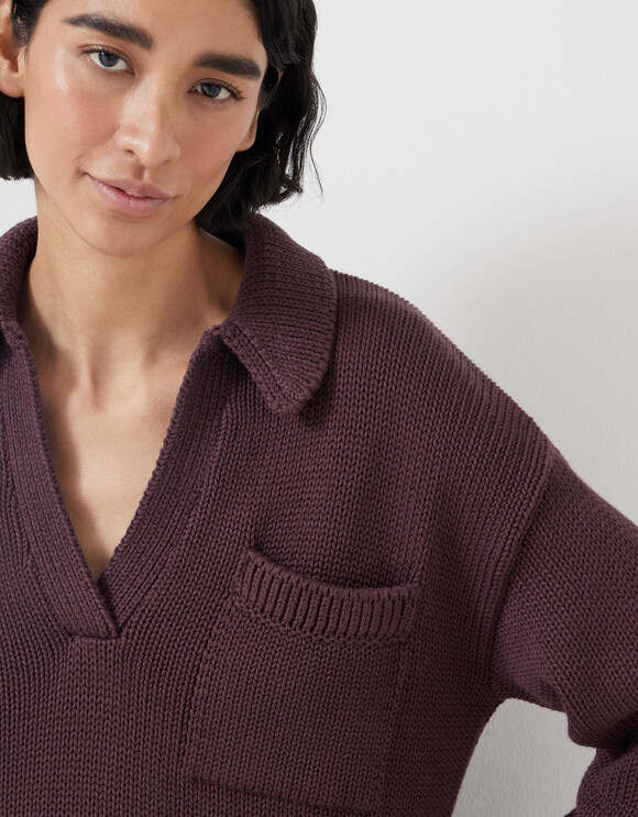Knitted Cotton Rugby Jumper With Pocket