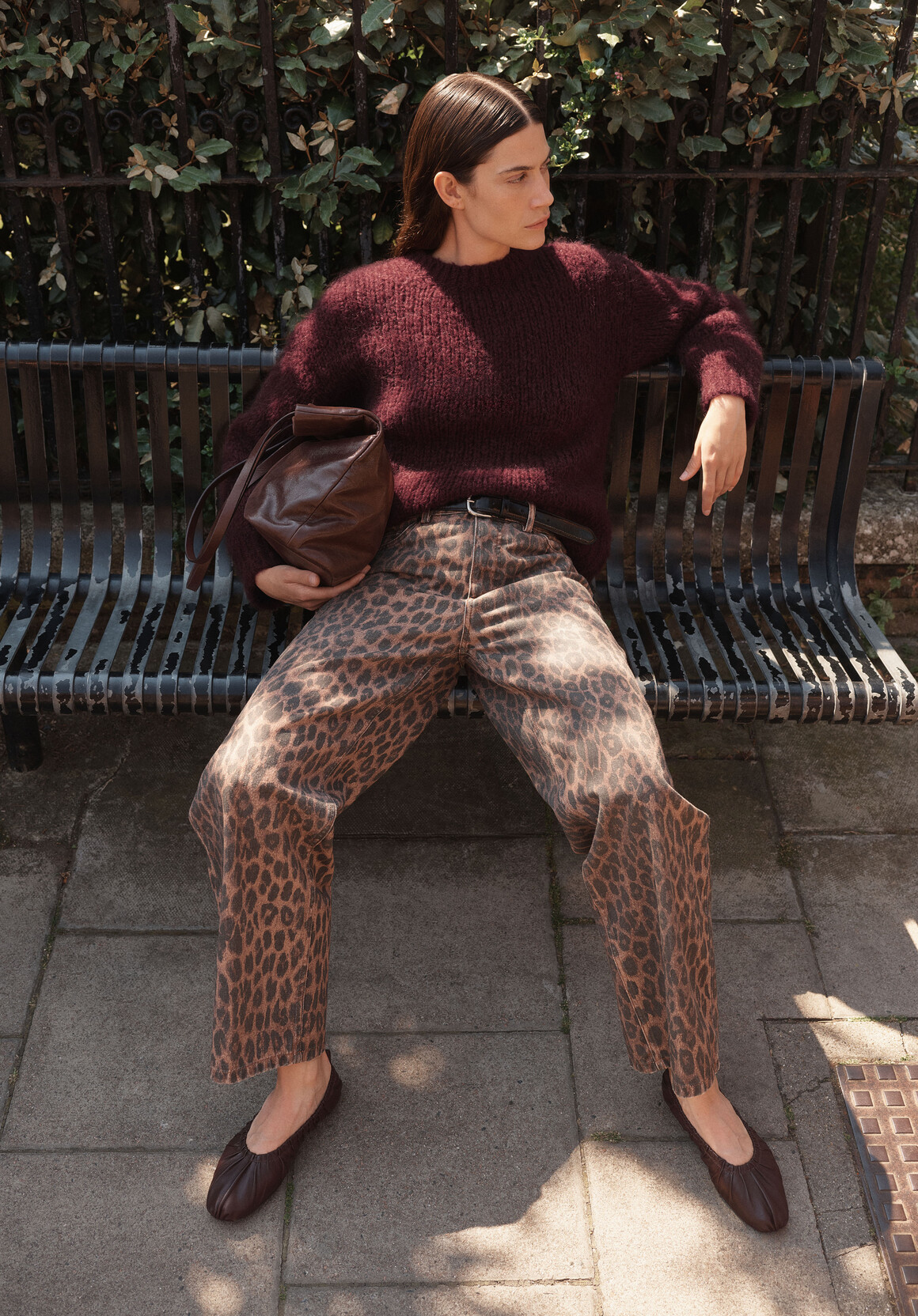 Hush wide leg leopard jeans 