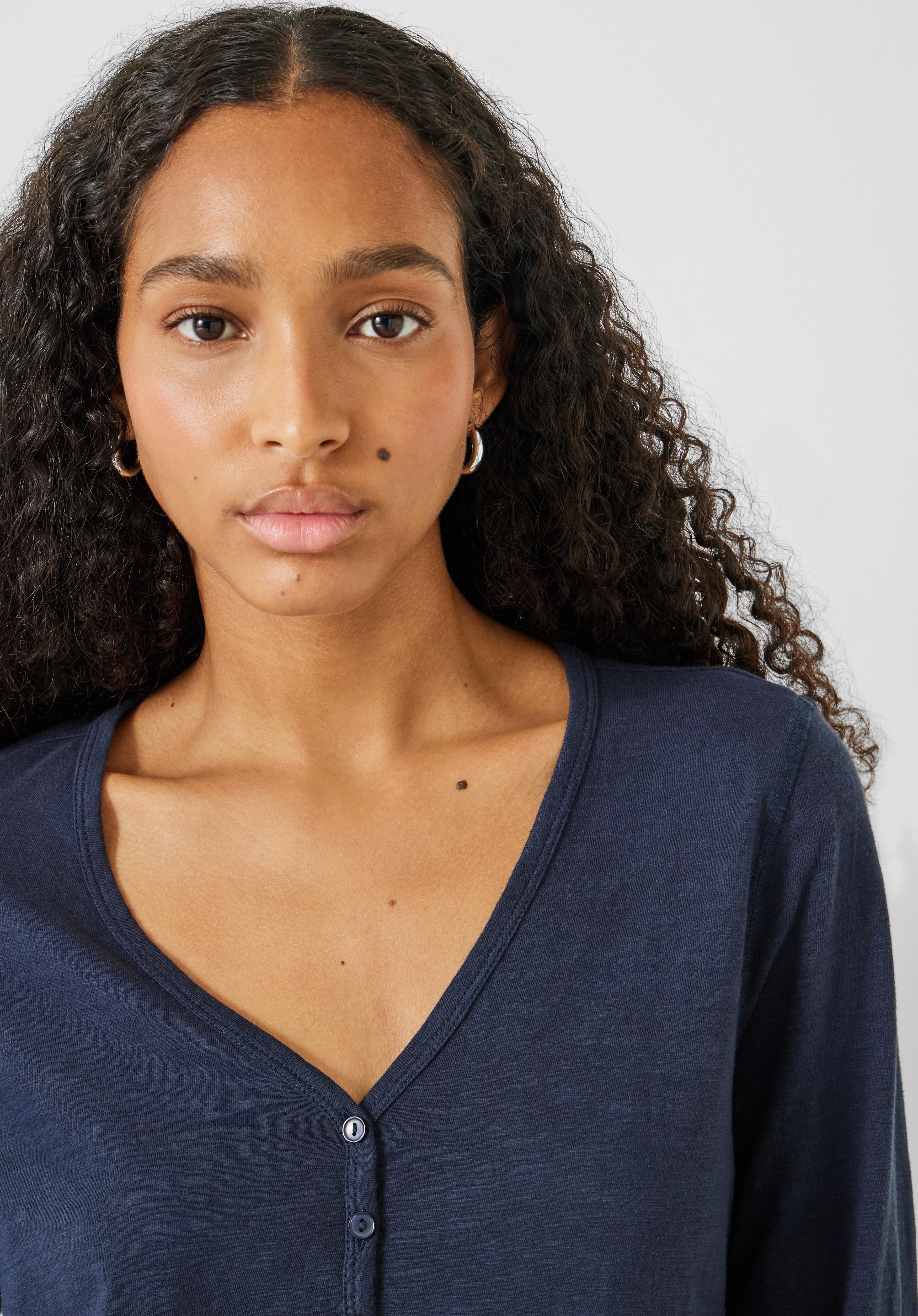 Long Sleeve Henley Top Midnight Navy hush