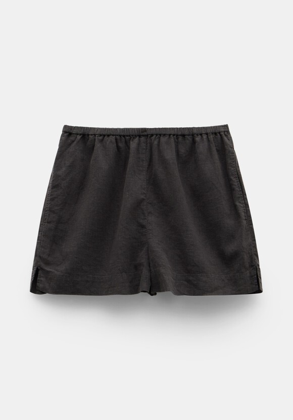 Lana Linen Blend Beach Shorts | Washed Black | hush