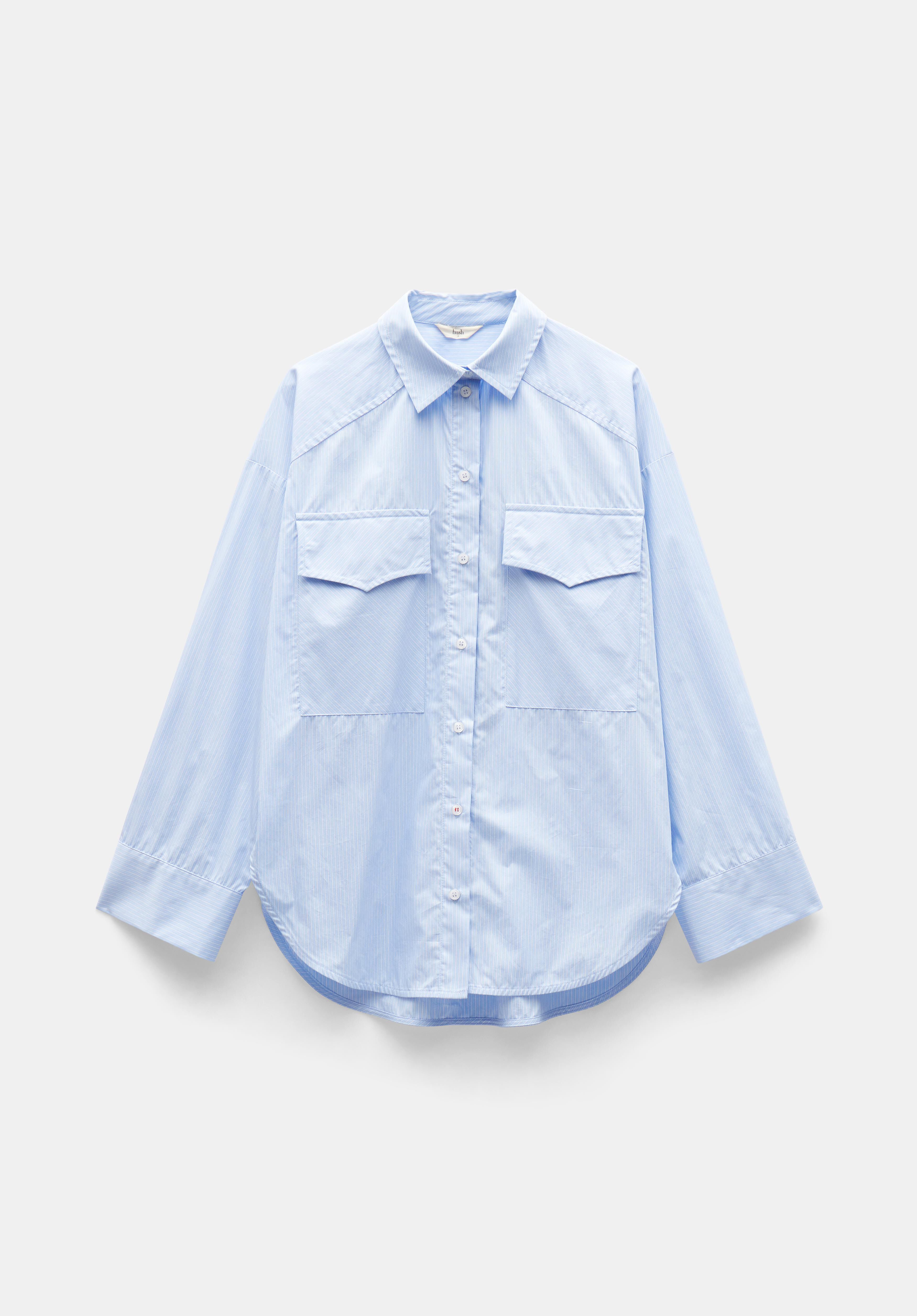 Allie Oversized Stripe Shirt Blue White hush