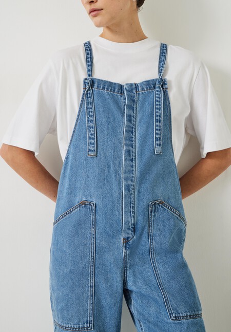 Ellie Relaxed Denim Cropped Dungaree