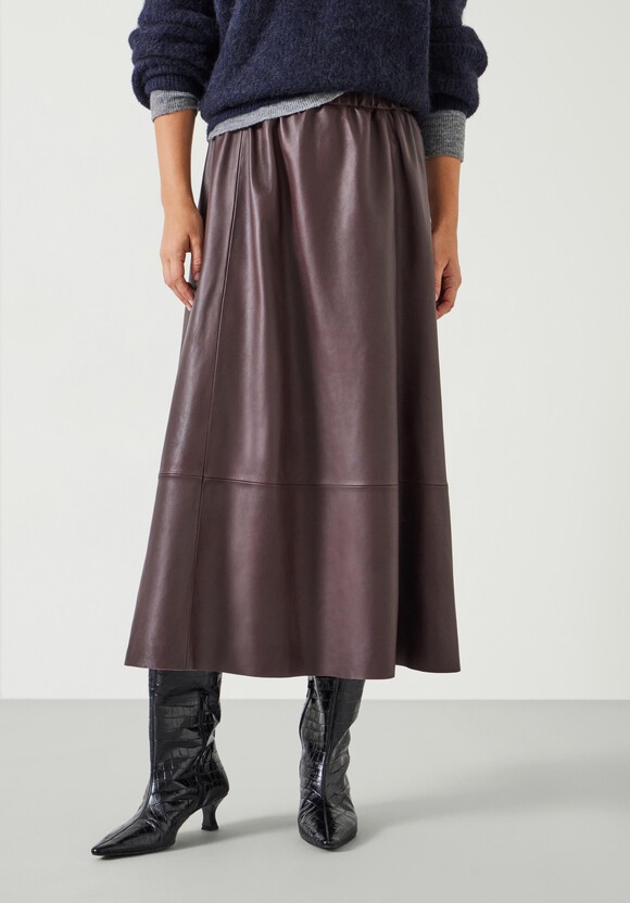 Agatha Leather Midi Skirt