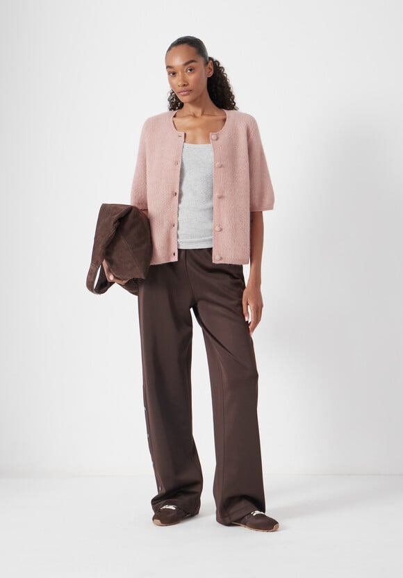 Short Sleeve Ribbed Cardigan