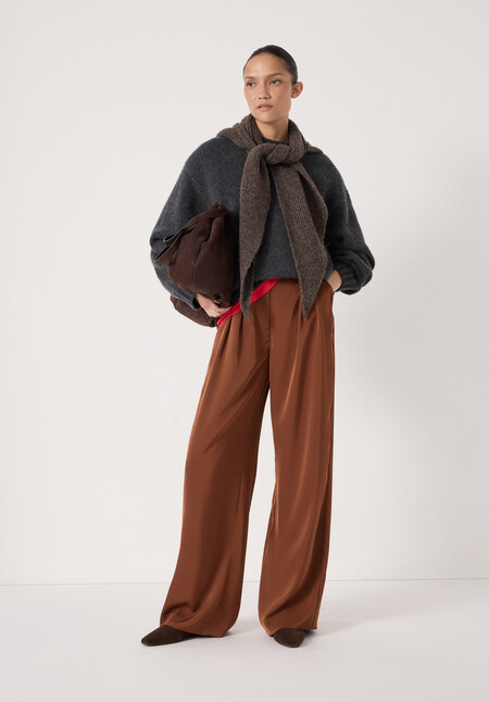 Lya Satin Twill Wide Leg Trousers