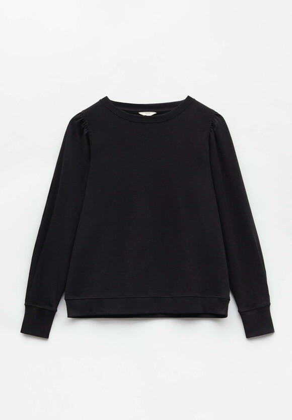 Emily Puff Sleeve Jersey Top | Black | hush