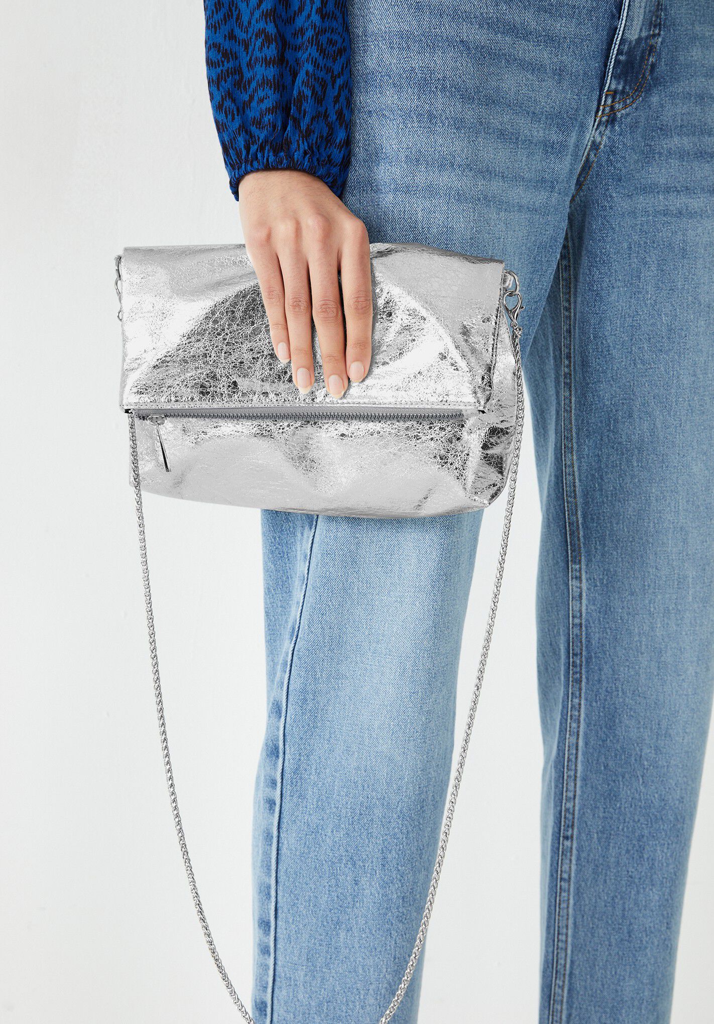 Silver clutch bag sale shop