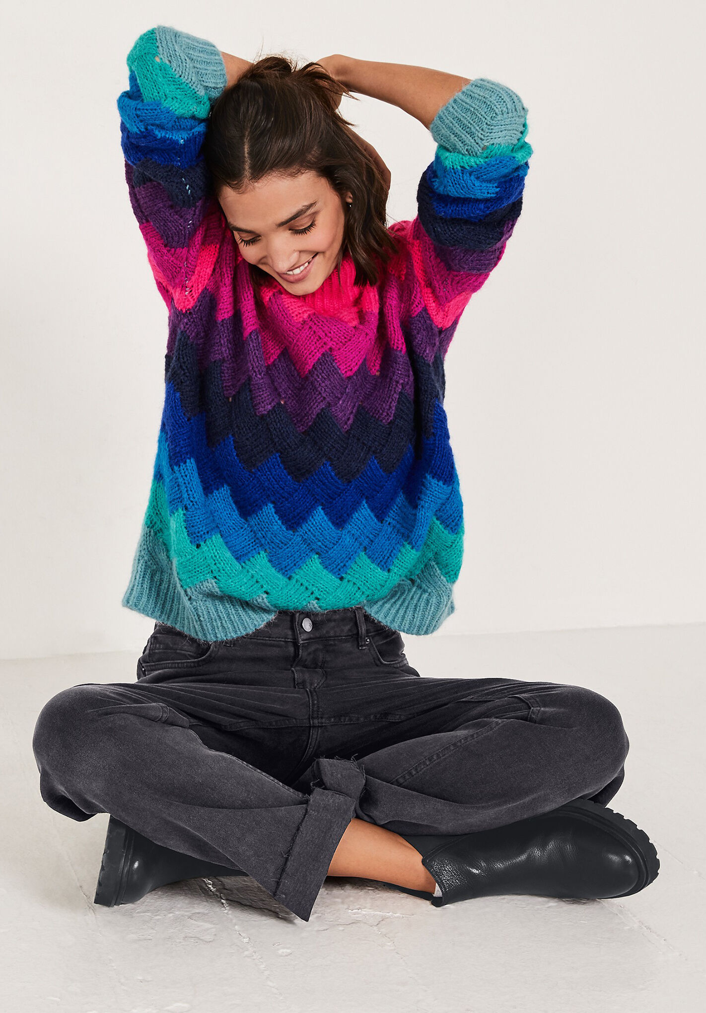 Amara Knitted Jumper Bright Chunky Jumper Multi hush
