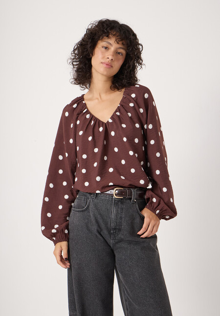 Printed Airflow V Neck Blouse