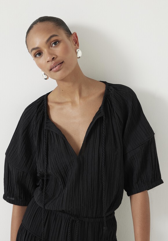 Mae Crinkle Balloon Sleeve Blouse