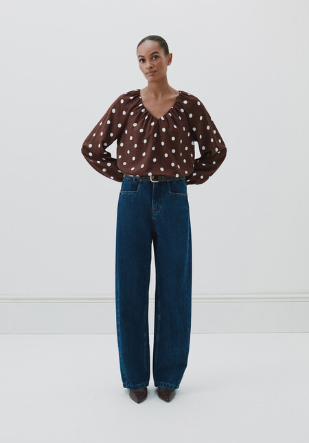 Printed Airflow V Neck Blouse