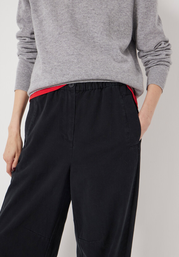 Jack Barrel Leg Pull On Cotton Trousers