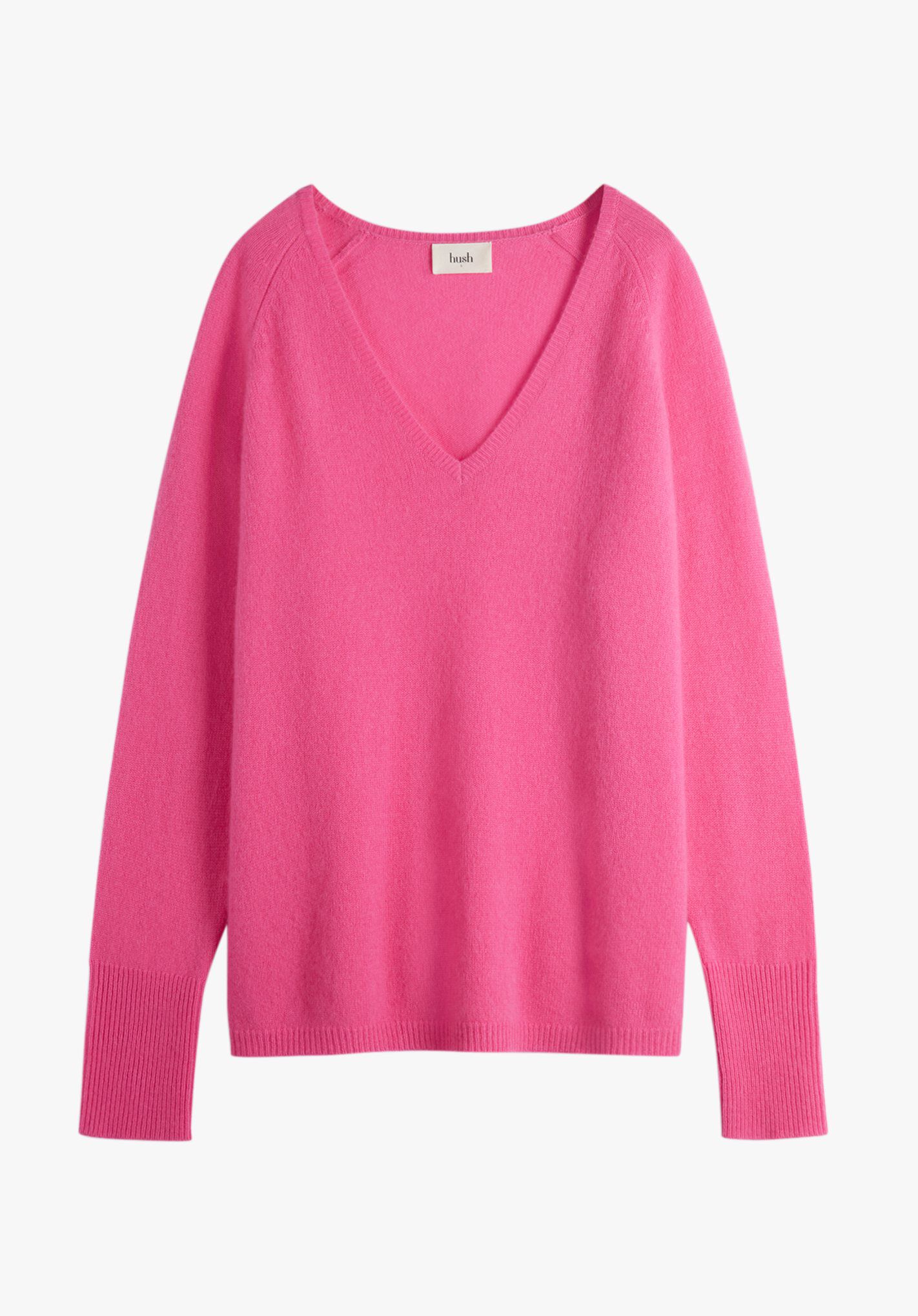 Jamila V Neck Cashmere Jumper Hot Pink hush