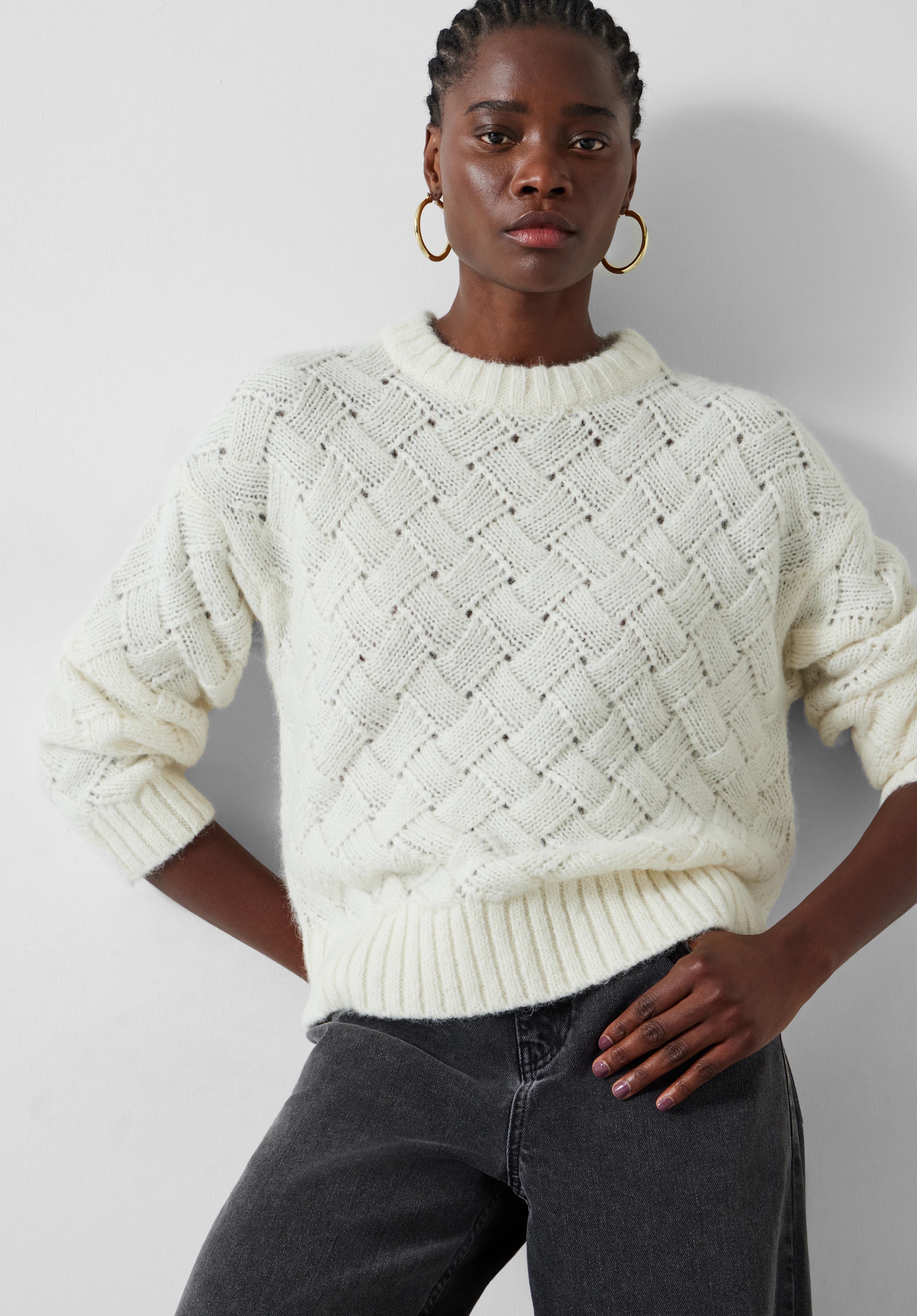 Emmy Lattice Knit Jumper Soft White hush