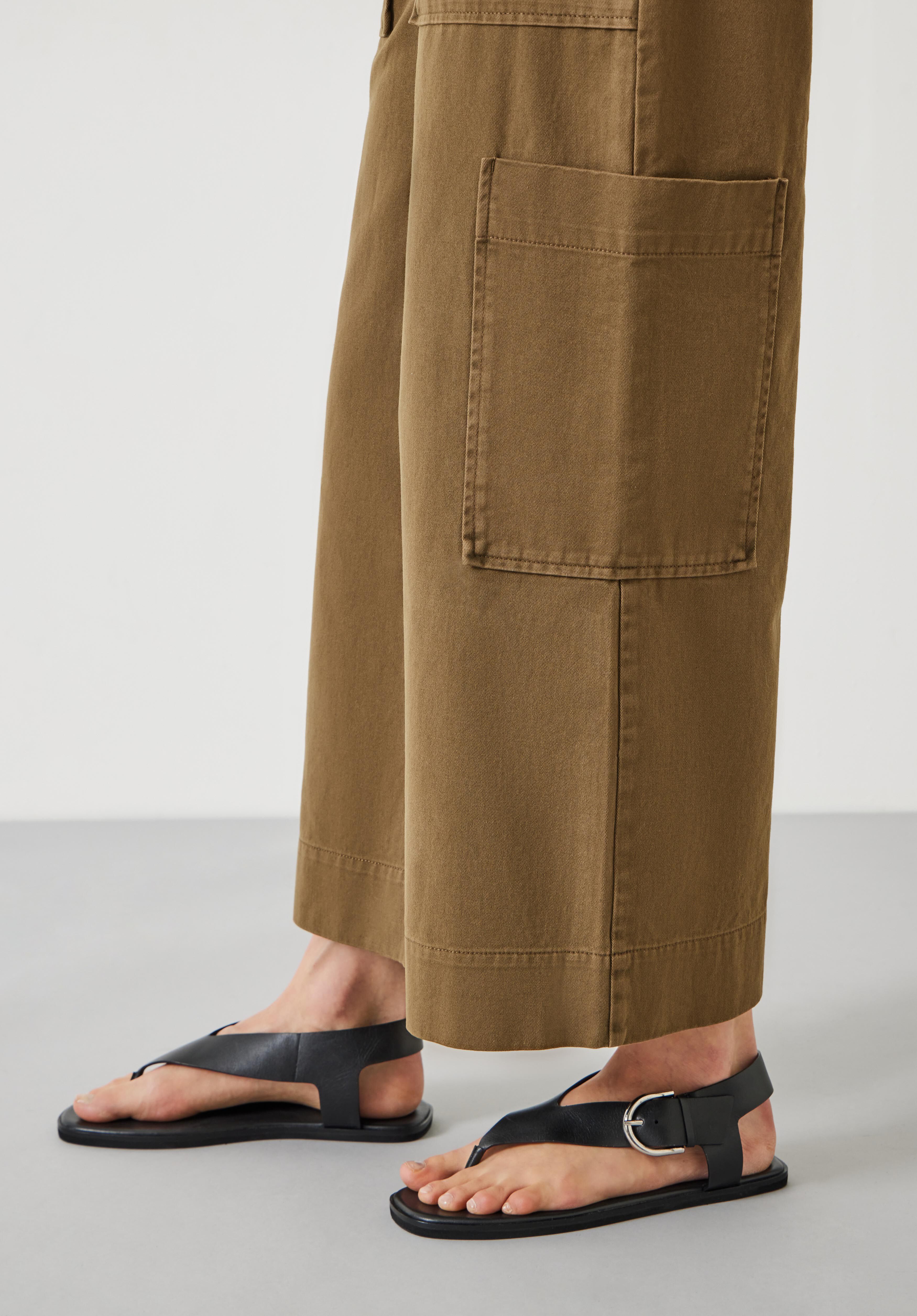 Khaki ankle grazer trousers discount