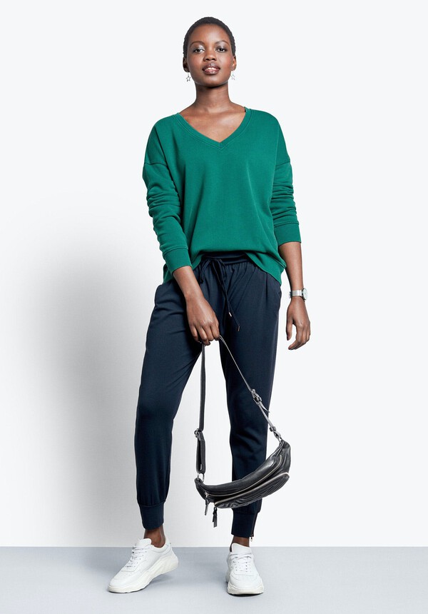 V-Neck Cotton Sweatshirt