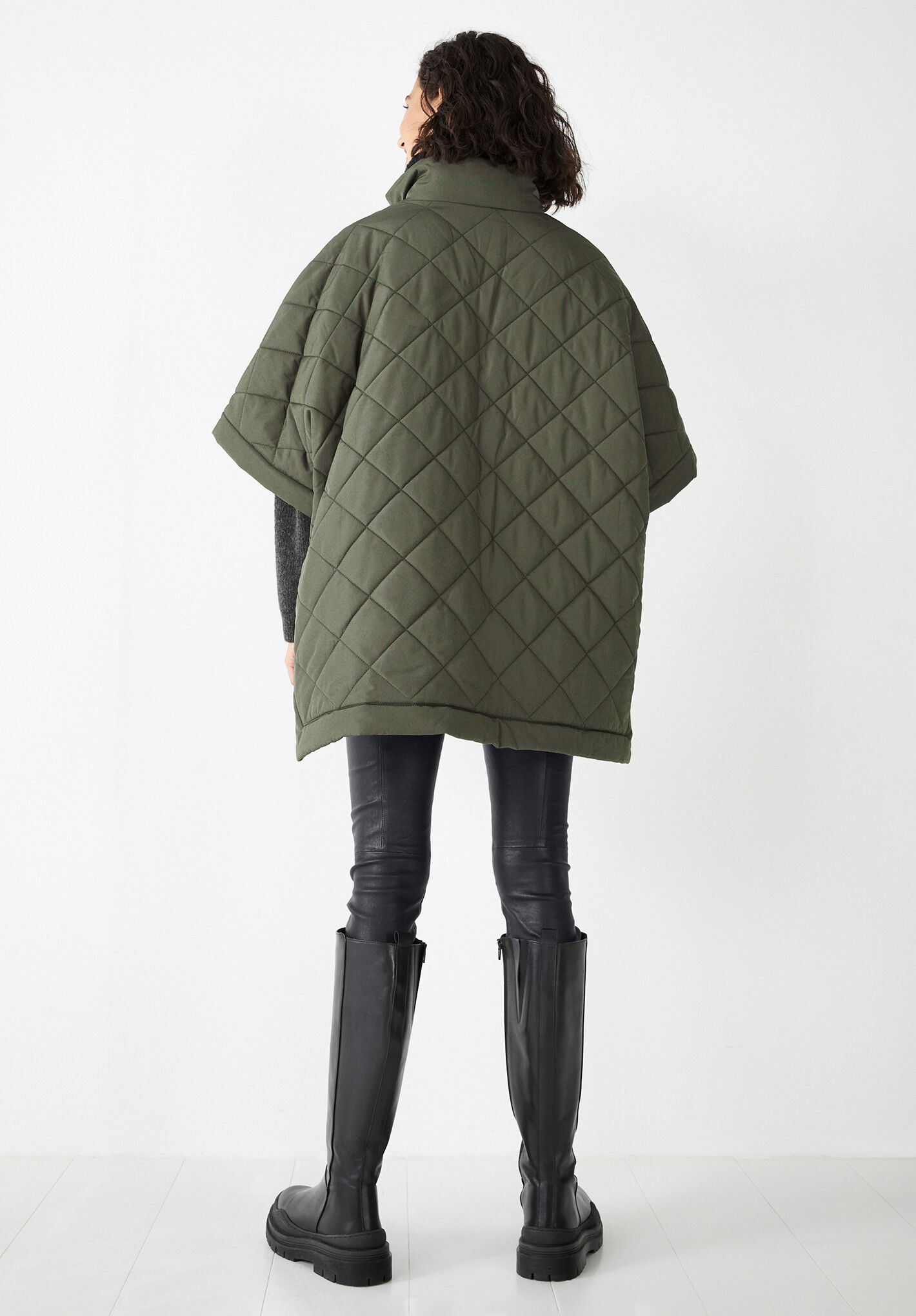 Quilted poncho coat store
