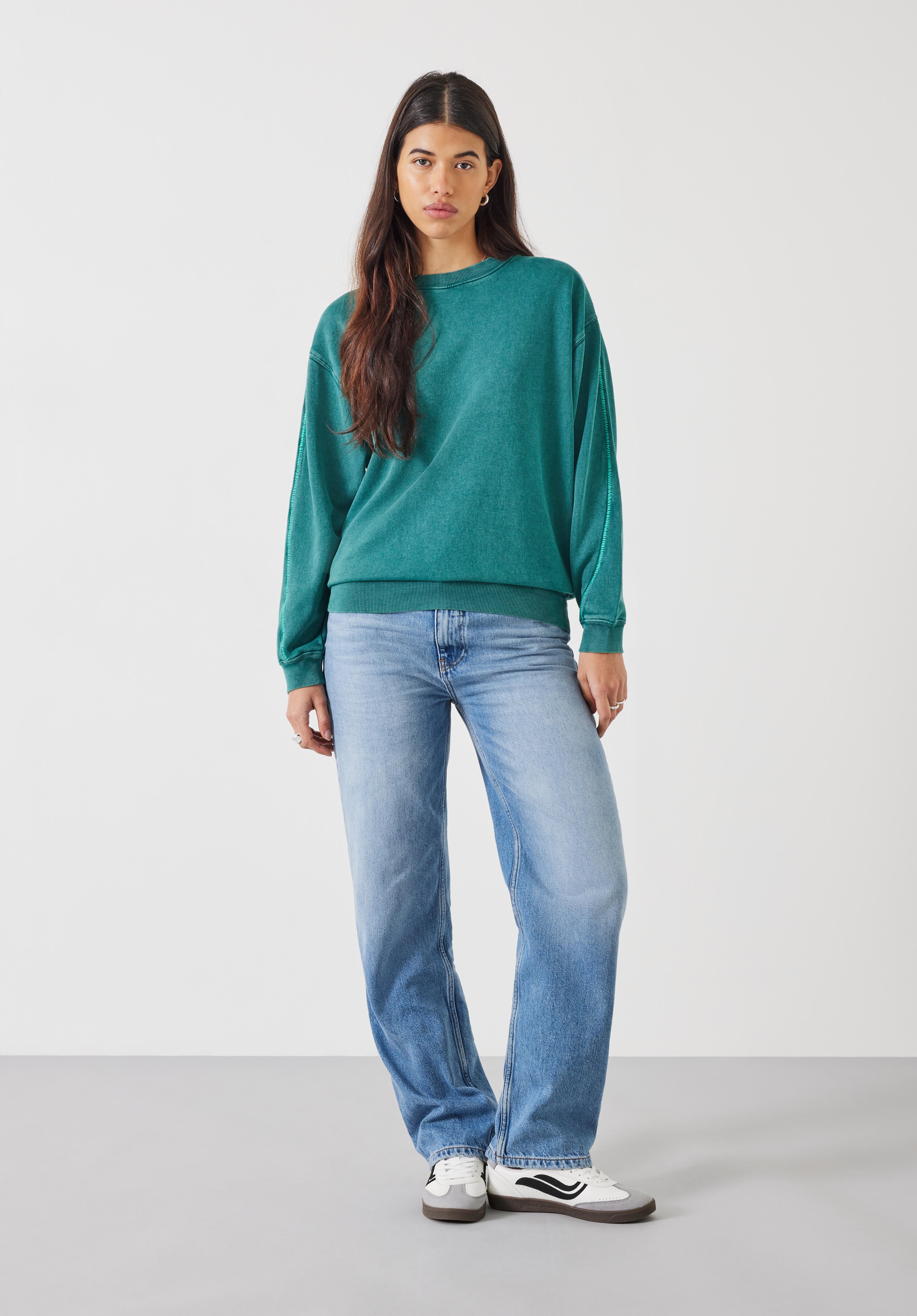 Hush contrast new arrivals stitch sweatshirt pink