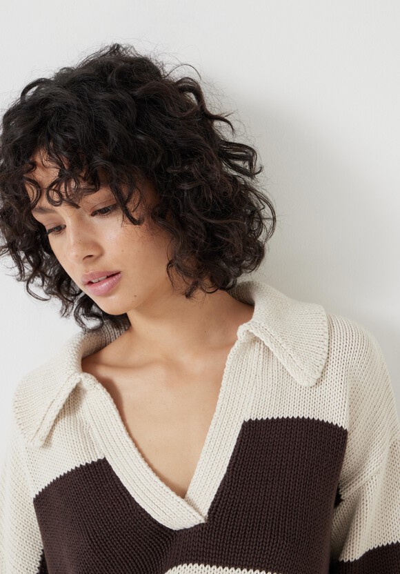 Knitted Cotton Striped Rugby Jumper