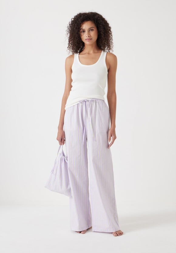 Cotton Poplin Stripe Vest Pyjamas Set