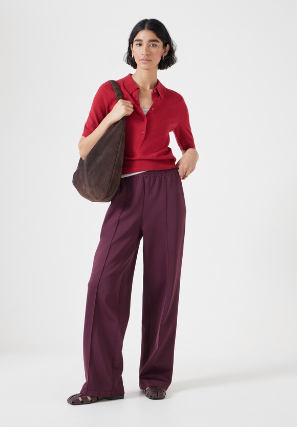 Fine Knit Short Sleeve Polo Top