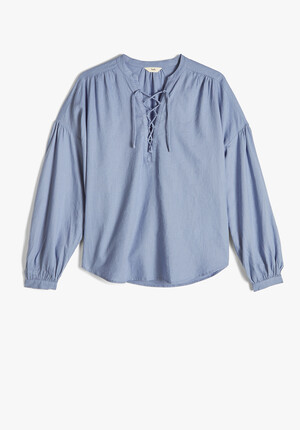 Tallulah Lace Up Linen Blouse