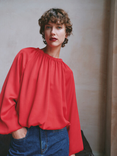 Satin Bubble Hem Top