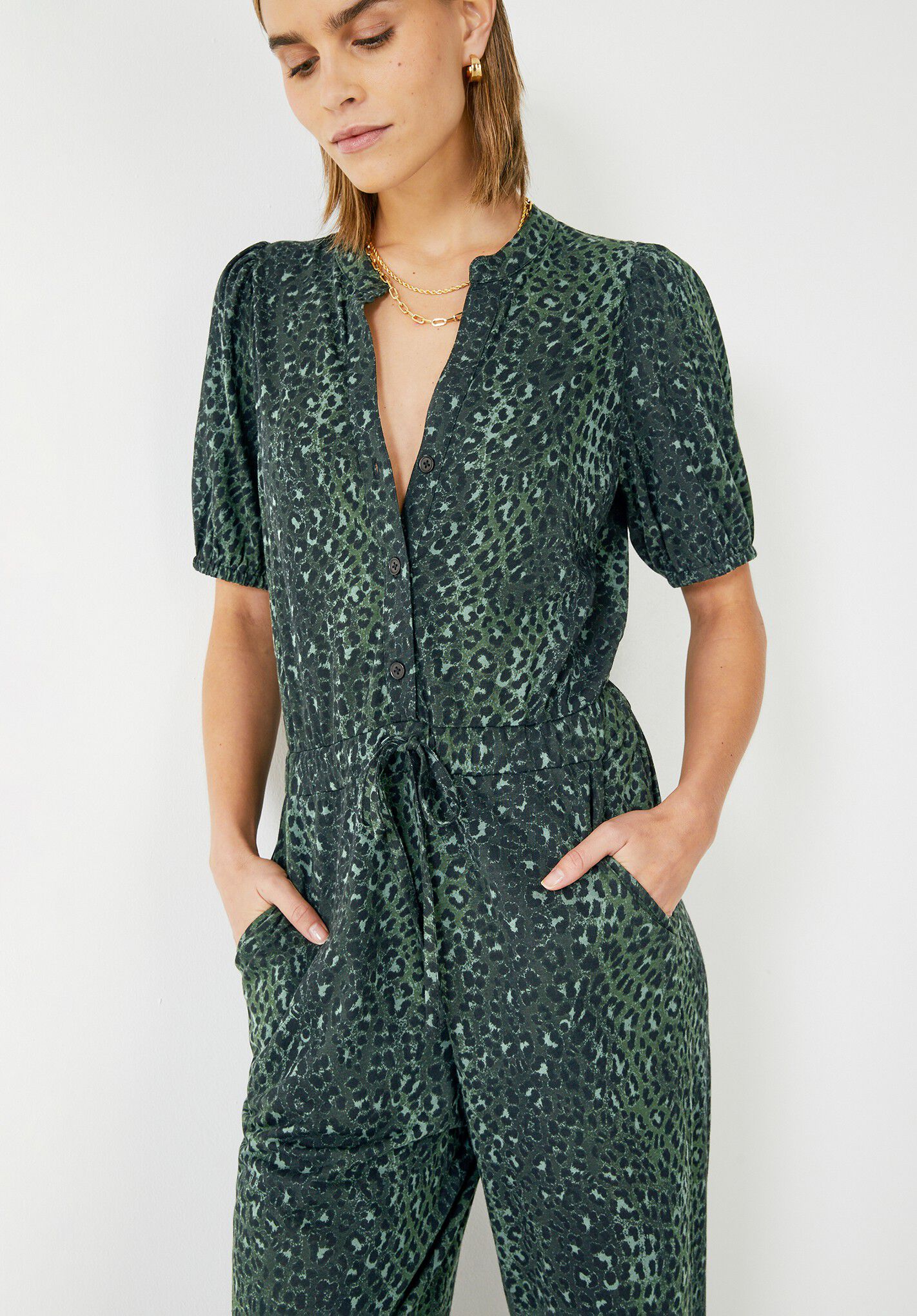 Leopard print jumpsuit online shorts