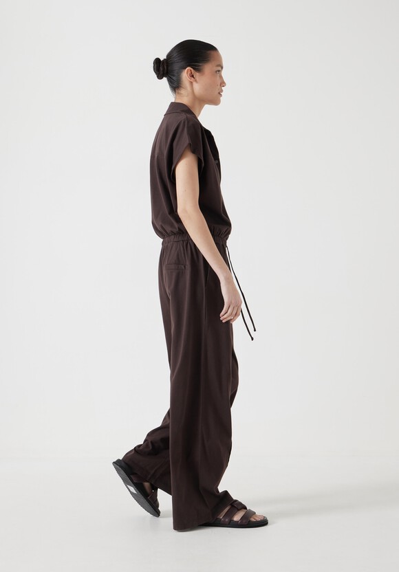 Short Sleeve Wide Leg Jersey Jumpsuit