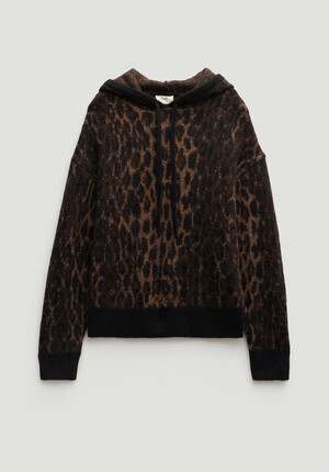 Animal Jacquard Hoodie with Mohair