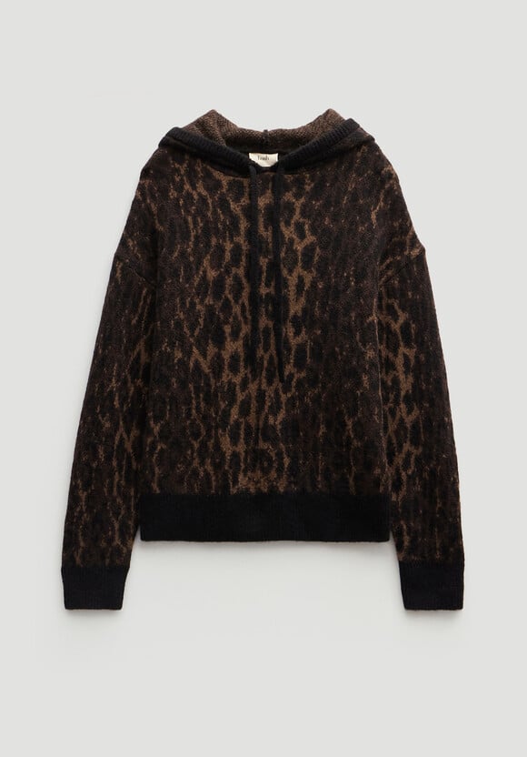 Animal Jacquard Hoodie with Mohair