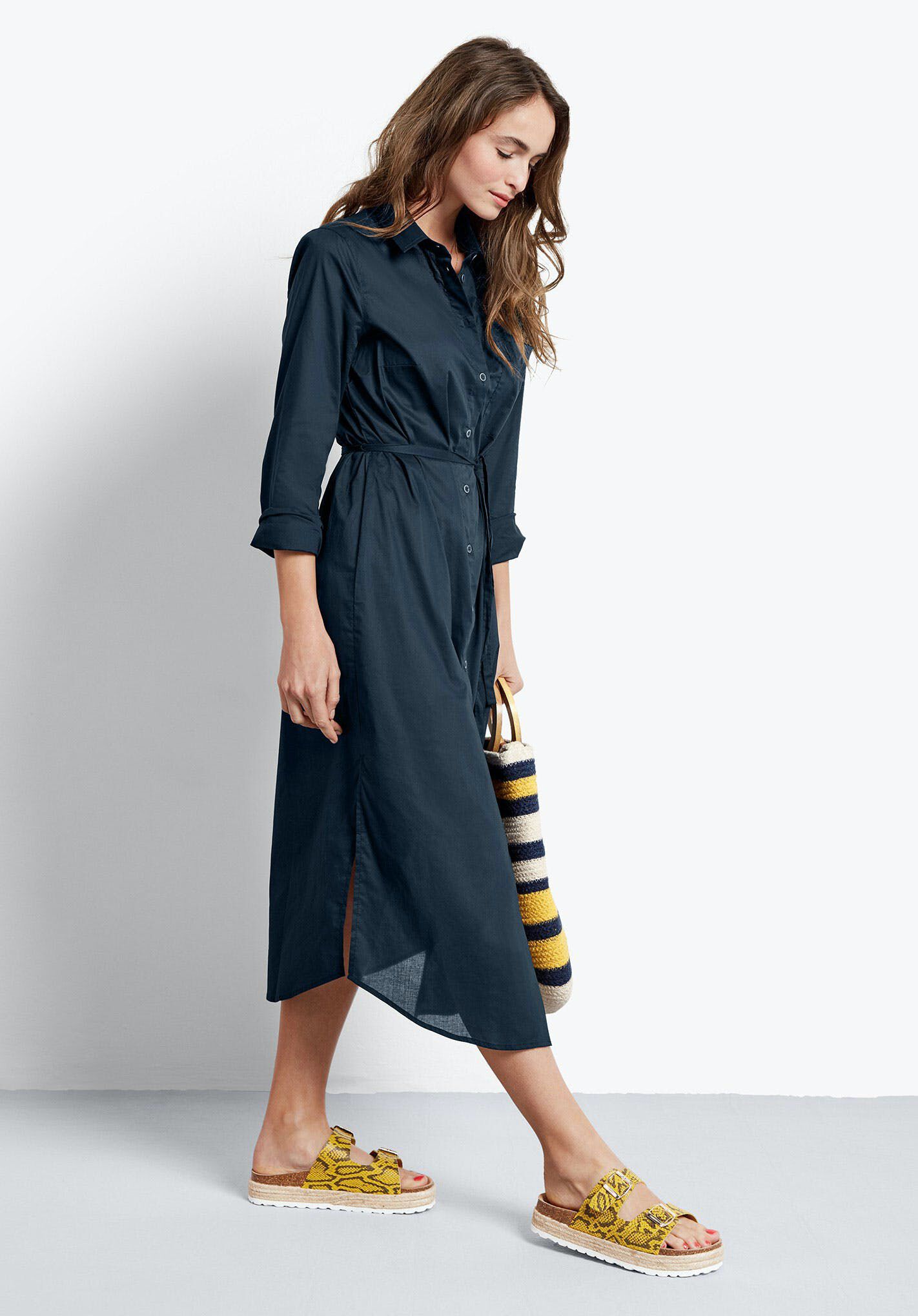 Voile Midi Shirt Dress | Navy Blue